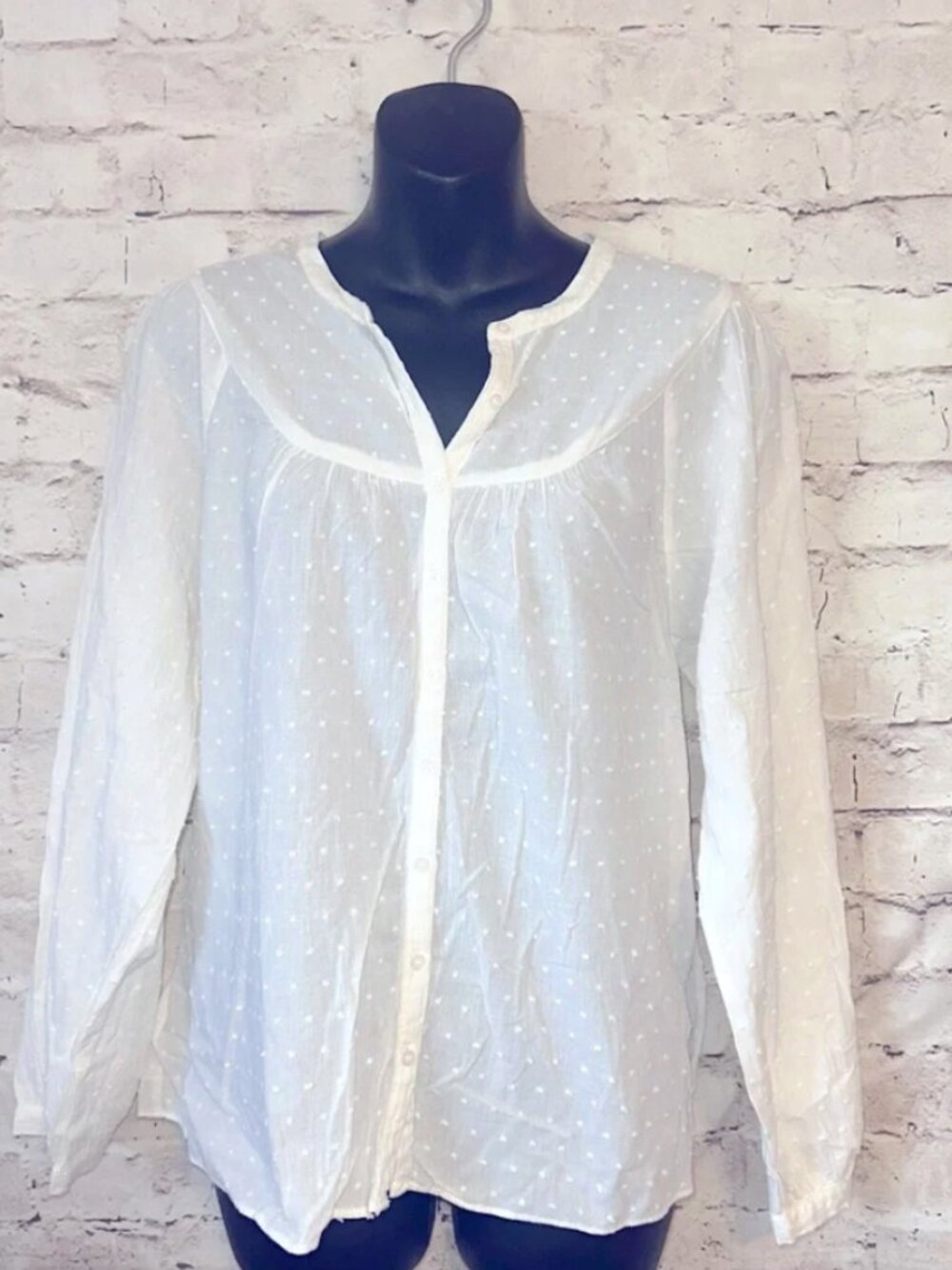 Madewell Cream Swiss Dot Blouse (Size S)